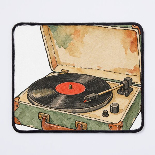 Item preview, Vintage Vinyl Record Player Watercolor Turntable designed and sold by Jessie's Palette.