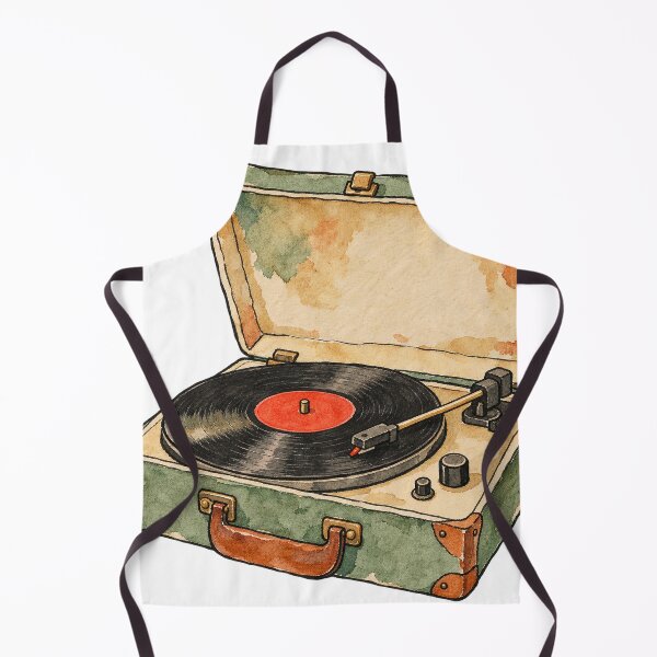 Item preview, Vintage Vinyl Record Player Watercolor Turntable designed and sold by Jessie's Palette.
