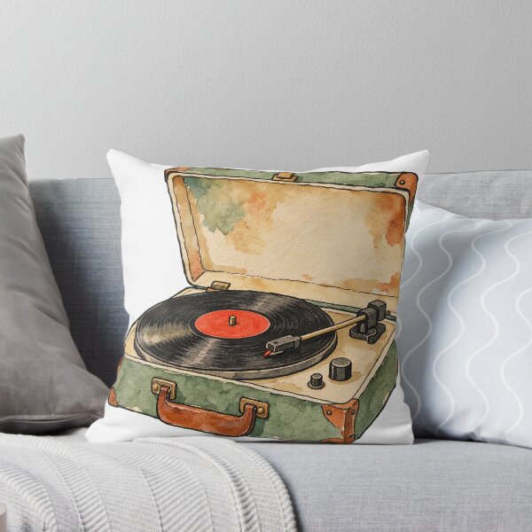 Item preview, Vintage Vinyl Record Player Watercolor Turntable designed and sold by Jessie's Palette.
