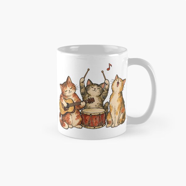 Item preview, Watercolor Cat Band Playing Guitar and Drums designed and sold by Jessie's Palette.