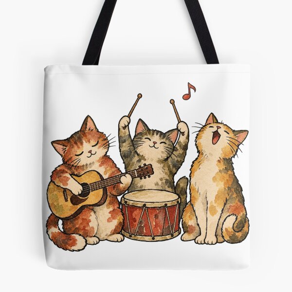 Item preview, Watercolor Cat Band Playing Guitar and Drums designed and sold by Jessie's Palette.