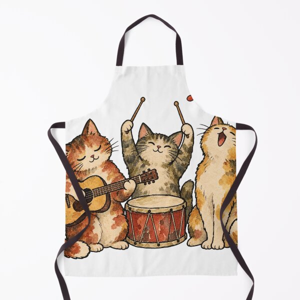 Item preview, Watercolor Cat Band Playing Guitar and Drums designed and sold by Jessie's Palette.
