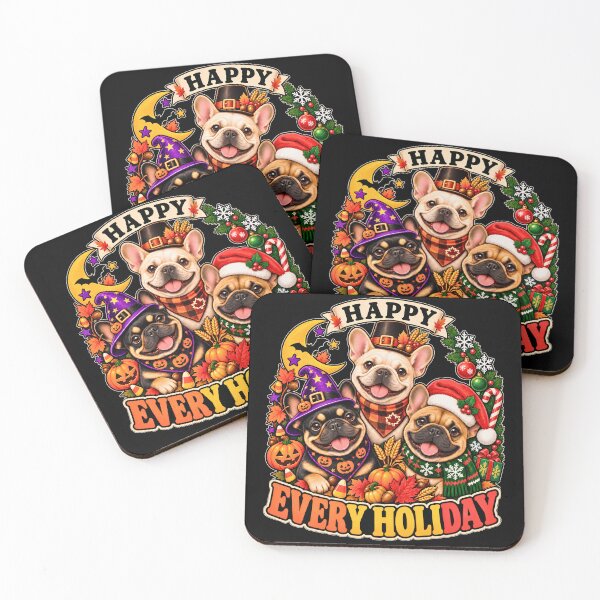 Item preview, Happy Every Holiday French Bulldog Halloween Thanksgiving Christmas designed and sold by JerdbordinShop.
