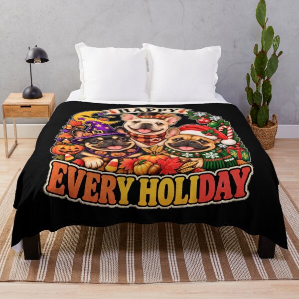 Item preview, Happy Every Holiday French Bulldog Halloween Thanksgiving Christmas designed and sold by JerdbordinShop.