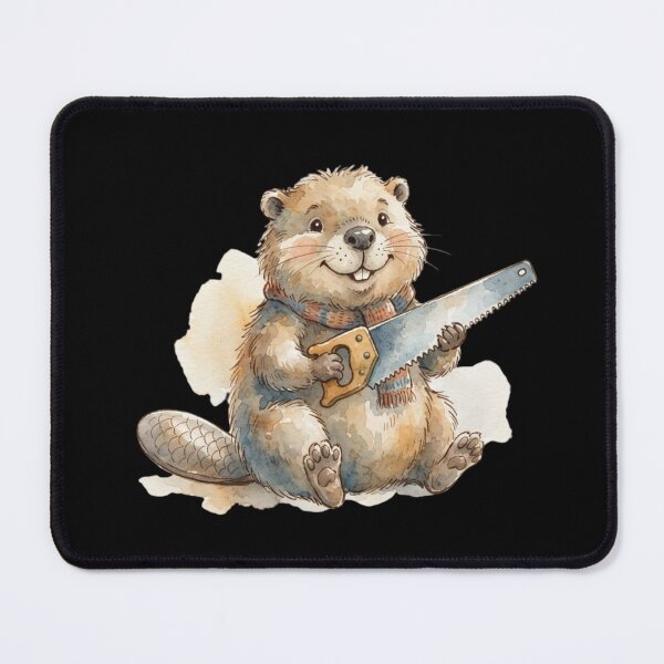 Item preview, Cute Watercolor Beaver Carpenter With Saw designed and sold by bvdesignart.