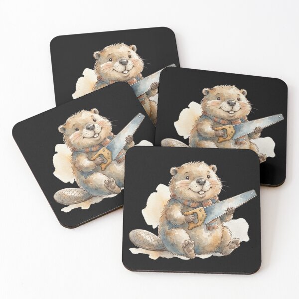 Item preview, Cute Watercolor Beaver Carpenter With Saw designed and sold by bvdesignart.