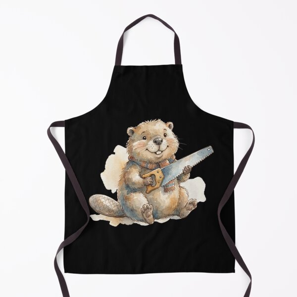 Item preview, Cute Watercolor Beaver Carpenter With Saw designed and sold by bvdesignart.