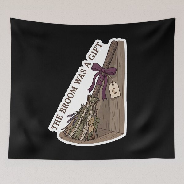 Item preview, The Broom Was a Gift — Witchy Herb Besom Art designed and sold by TheCalmEdit.