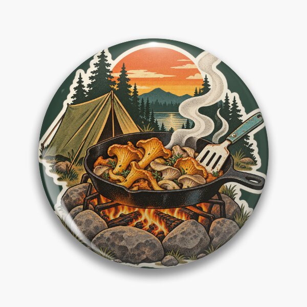 Item preview, Retro Chanterelle Campfire Cooking Sticker designed and sold by WaynesCave.