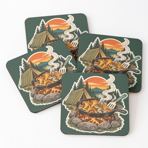 Item preview, Retro Chanterelle Campfire Cooking Sticker designed and sold by WaynesCave.