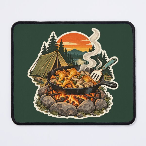 Item preview, Retro Chanterelle Campfire Cooking Sticker designed and sold by WaynesCave.