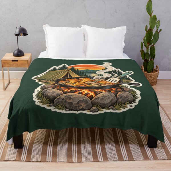 Item preview, Retro Chanterelle Campfire Cooking Sticker designed and sold by WaynesCave.