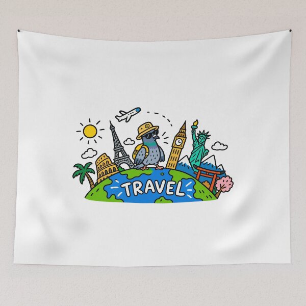 Item preview, Funny Travel Pigeon World Traveler designed and sold by MonkiFlipp.