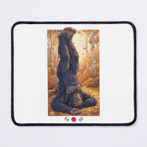 Item preview, Chilling Sasquatch Yoga Pose: Upside-Down Bigfoot in Peaceful Autumn Forest designed and sold by Whimsy Trail Co.