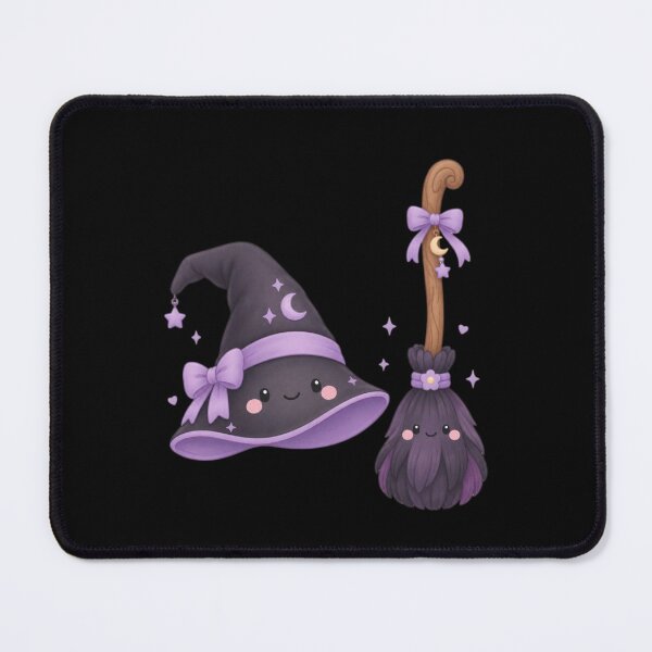 Item preview, Kawaii Pastel Witch Hat & Broom – Cute Halloween Witch Design designed and sold by Artxotic Studio.