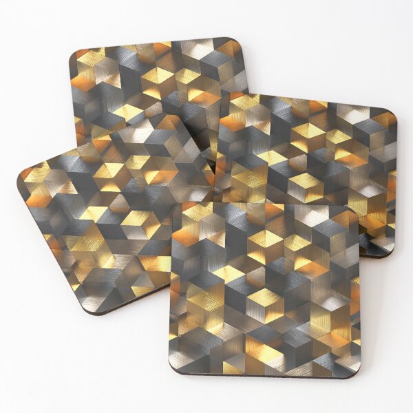 Item preview, Geometric Cubes Golden, Black, And Silvery Hues Pattern designed and sold by DEC02.
