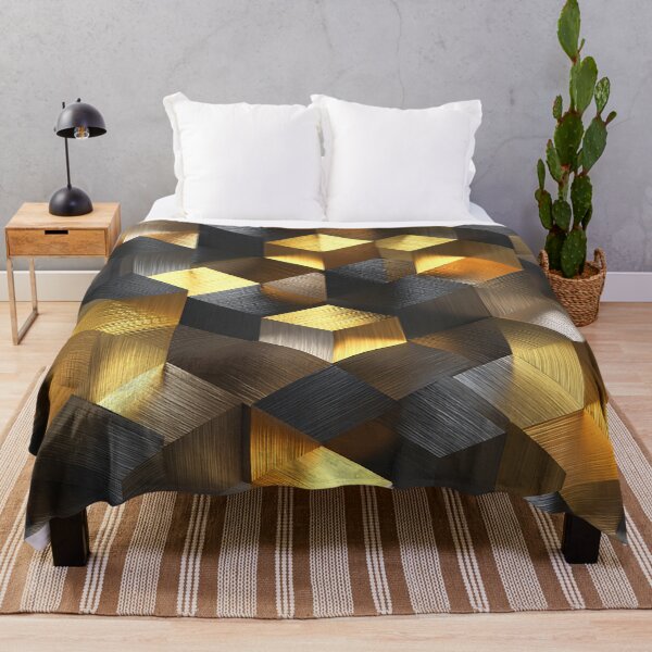 Item preview, Geometric Cubes Golden, Black, And Silvery Hues Pattern designed and sold by DEC02.