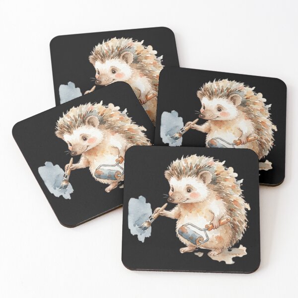 Item preview, Cute Hedgehog Painter Watercolor Art designed and sold by bvdesignart.