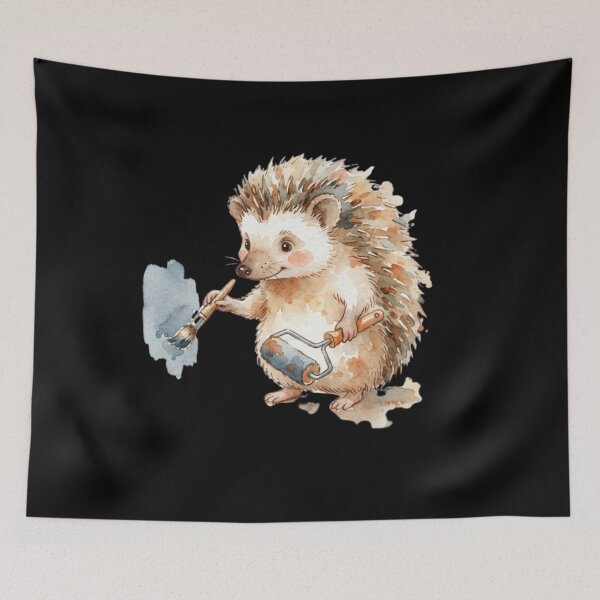 Item preview, Cute Hedgehog Painter Watercolor Art designed and sold by bvdesignart.