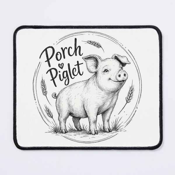 Item preview, Porch Piglet Rustic Farmhouse Pig Black and White Country Sketch Art designed and sold by inkoutninja.