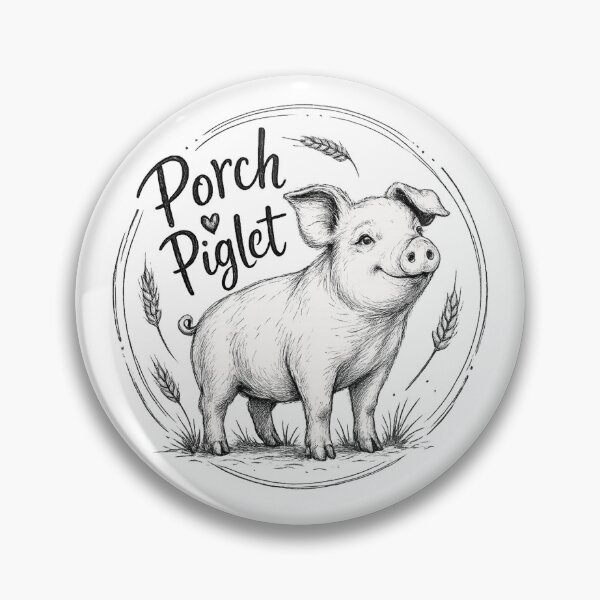Item preview, Porch Piglet Rustic Farmhouse Pig Black and White Country Sketch Art designed and sold by inkoutninja.