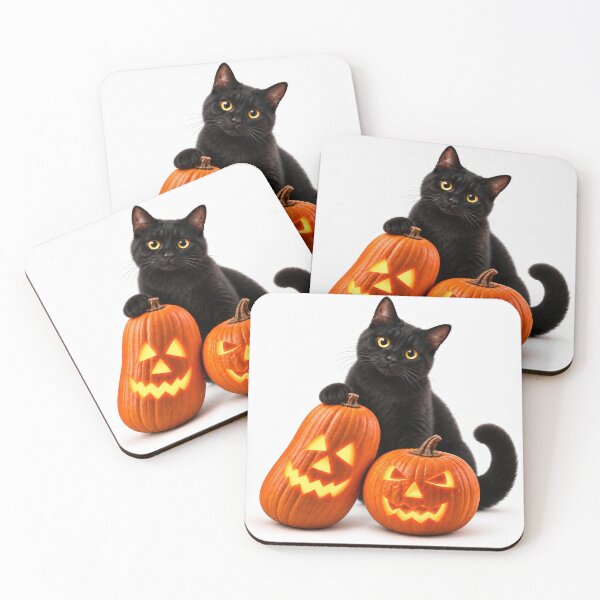 Item preview, Black Cat and Glowing Pumpkins designed and sold by DansCreations42.