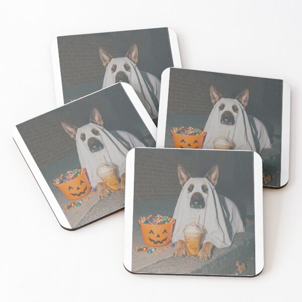 Item preview, Funny Ghost Dog Drinking Iced Coffee Halloween Aesthetic | Cute Spooky Season Art designed and sold by inkfluenceart.