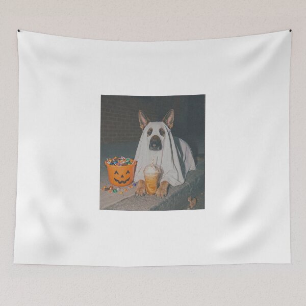 Item preview, Funny Ghost Dog Drinking Iced Coffee Halloween Aesthetic | Cute Spooky Season Art designed and sold by inkfluenceart.
