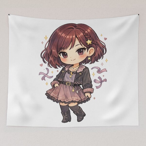 Item preview, Cute Chibi Gothic Girl Celestial Moon Stars Kawaii Anime Art Design designed and sold by inkoutninja.