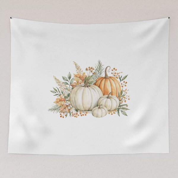 Item preview, Autumn pumpkin illustration harvest floral watercolor, rustic seasonal arrangement warm feeling designed and sold by Lucky-jl.