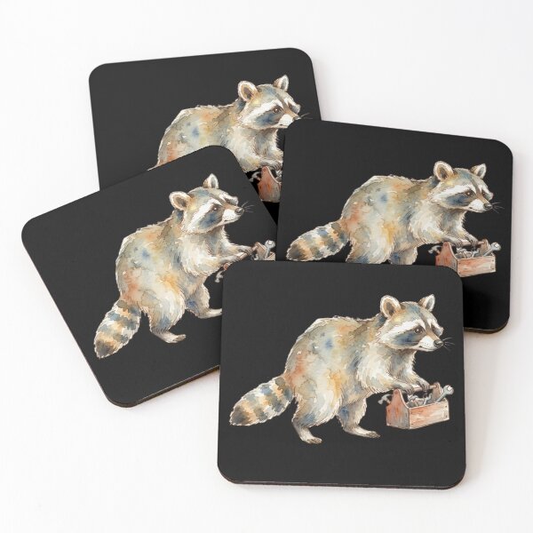 Item preview, Watercolor Raccoon Carrying A Tool Box designed and sold by bvdesignart.