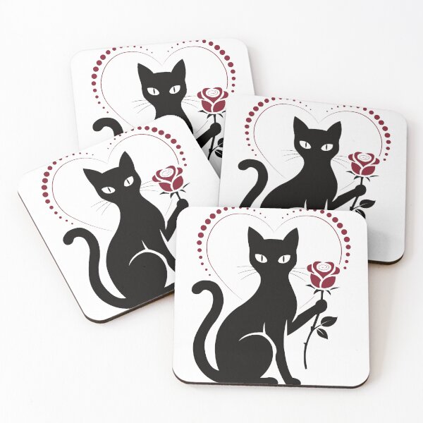 Item preview, Cute Black Cat Heart Rose designed and sold by prapapon.