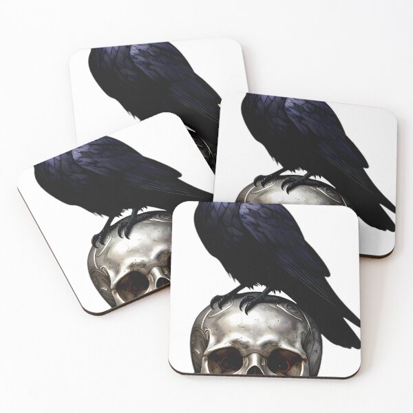 Item preview, Gothic Raven Carved Pewter Memento Mori Skull designed and sold by IllumeInk.