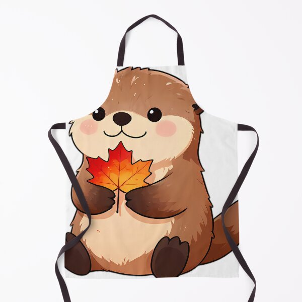Item preview, Cute Sea Otter Hugging Crimson Autumn Leaf designed and sold by pumsquare.