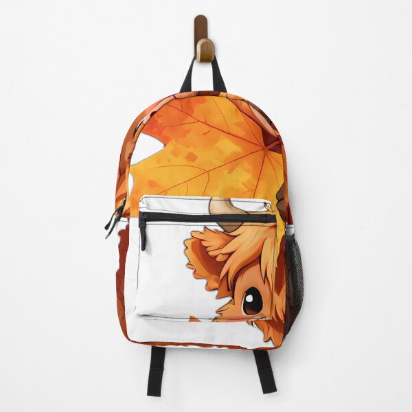 Item preview, Cute Baby Highland Cow Hugging Ochre Autumn Maple Leaf designed and sold by pumsquare.