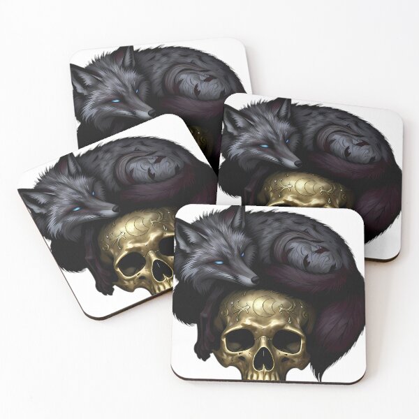 Item preview, Gothic Silver Fox Carved Brass Memento Mori Skull designed and sold by IllumeInk.