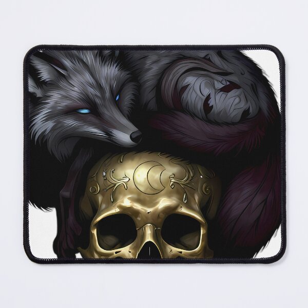Item preview, Gothic Silver Fox Carved Brass Memento Mori Skull designed and sold by IllumeInk.