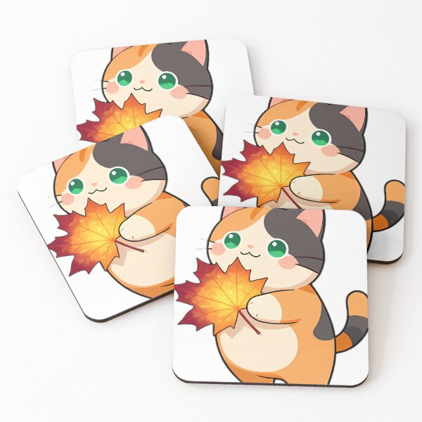 Item preview, Cute Calico Cat Hugging Golden Sunset Maple Leaf designed and sold by pumsquare.