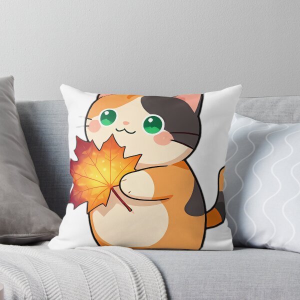 Item preview, Cute Calico Cat Hugging Golden Sunset Maple Leaf designed and sold by pumsquare.