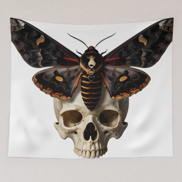 Item preview, Gothic Deaths Head Hawkmoth Carved Bone Skull designed and sold by IllumeInk.