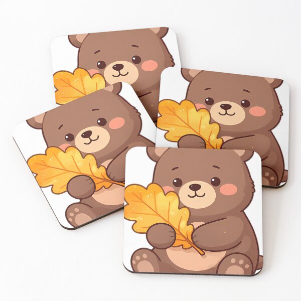 Item preview, Cute Baby Brown Bear Hugging Honey Oak Leaf designed and sold by pumsquare.
