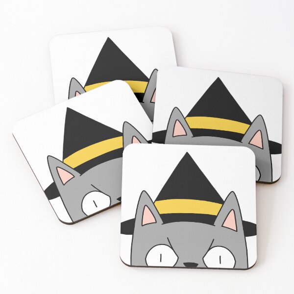 Item preview, witch cat peeking - gray designed and sold by motherbrainart.