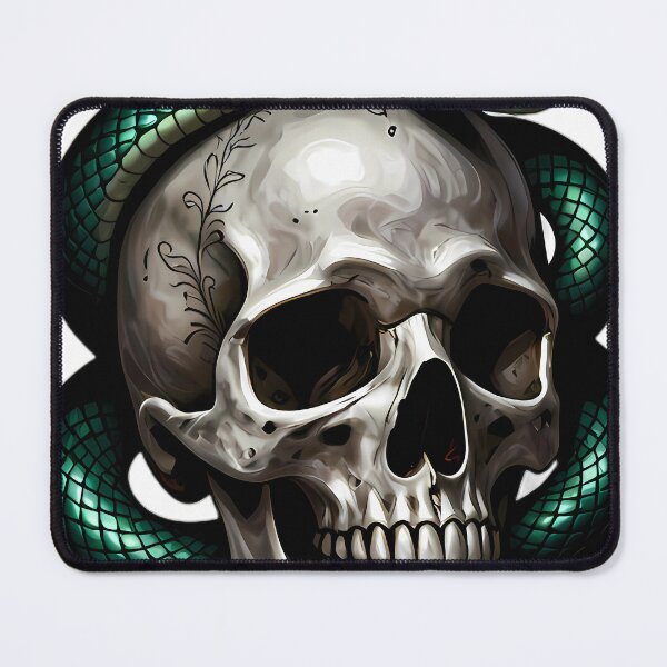 Item preview, Gothic Emerald Serpent Carved Silver Skull designed and sold by IllumeInk.