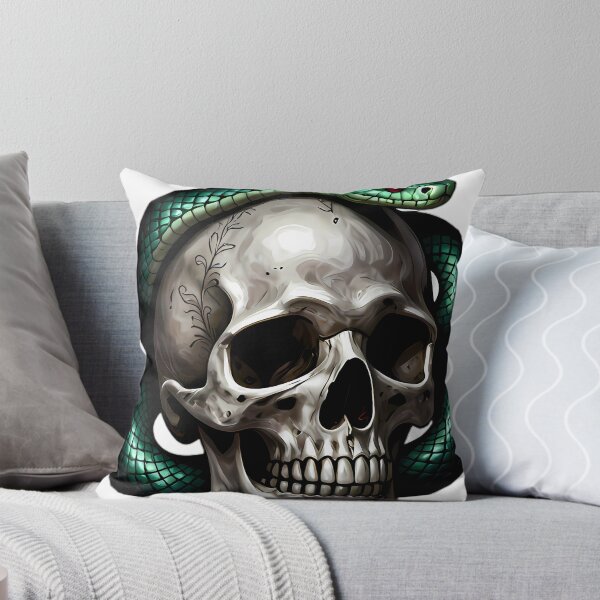 Item preview, Gothic Emerald Serpent Carved Silver Skull designed and sold by IllumeInk.