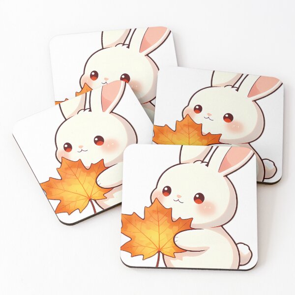 Item preview, Cute White Bunny Hugging Amber Maple Leaf designed and sold by pumsquare.