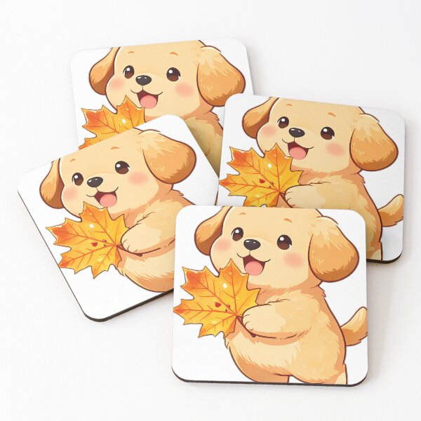 Item preview, Cute Golden Retriever Puppy Hugging Toasted Maple Leaf designed and sold by pumsquare.