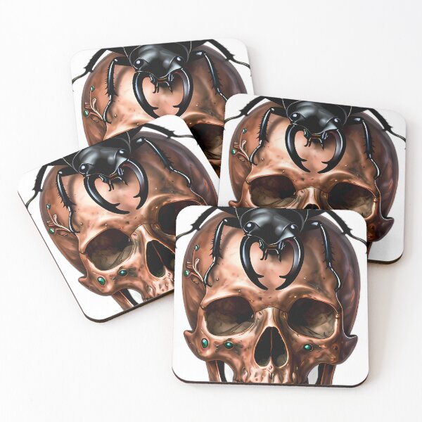 Item preview, Gothic Stag Beetle Carved Copper Memento Mori Skull designed and sold by IllumeInk.