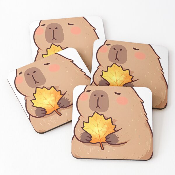 Item preview, Cute Baby Capybara Hugging Golden Chestnut Leaf designed and sold by pumsquare.