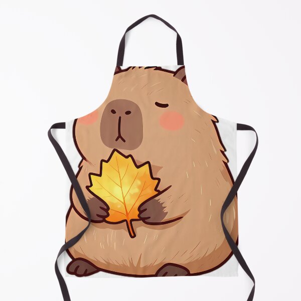 Item preview, Cute Baby Capybara Hugging Golden Chestnut Leaf designed and sold by pumsquare.