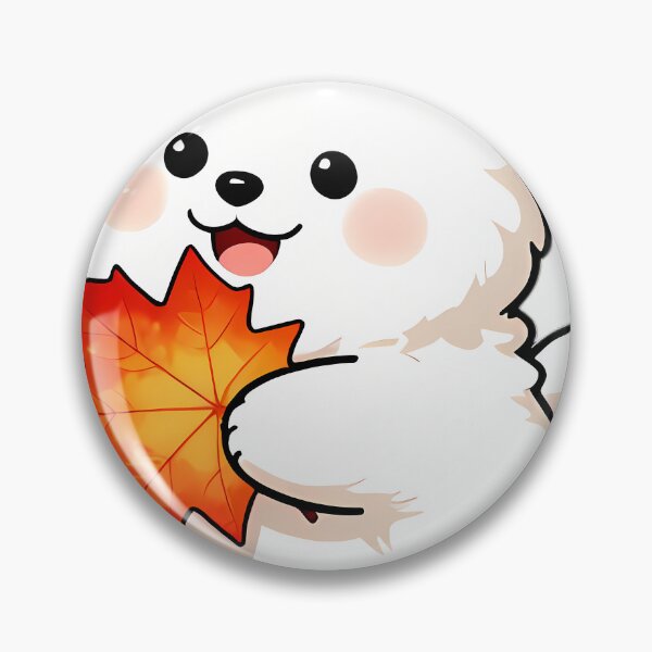 Item preview, Cute Samoyed Puppy Hugging Crimson Autumn Maple Leaf designed and sold by pumsquare.
